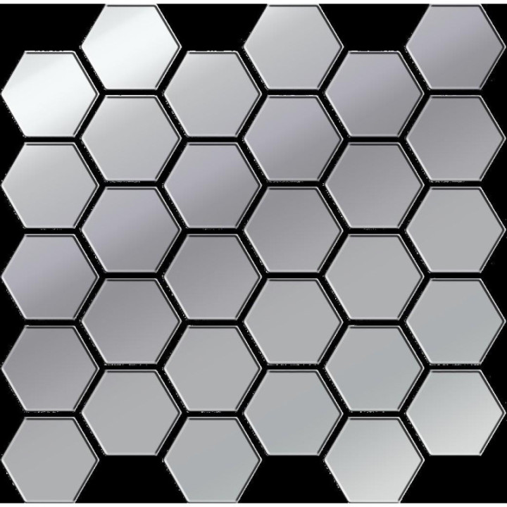 PLATINUM GLASS HEXAGON MOSAIC 25x25